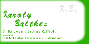 karoly balthes business card
